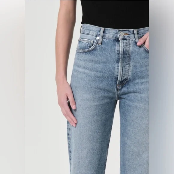 AGOLDE 90's Pinch Waist High Rise Straight Jeans in Navigate Size 24 Button Fly - Picture 7 of 16